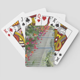White Picket Fence With Tulips playing cards