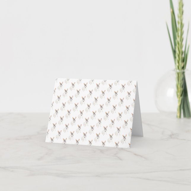 White Pied Frenchie Note Card (Front)