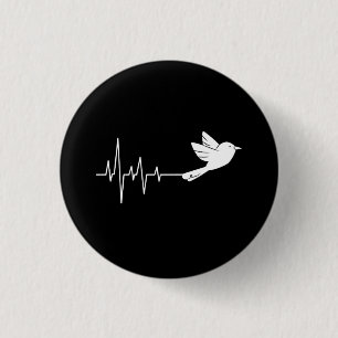 White Pigeon Heartbeat 3 Cm Round Badge