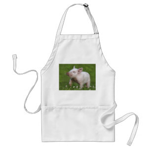 White Piglet Smelling Flowers Standard Apron