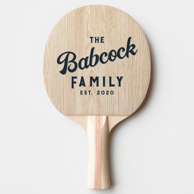 White Pine Retro Family Name & Year Ping Pong Paddle (Front)