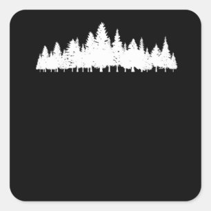 White pine tree minimalist - Minimalistic forest Square Sticker
