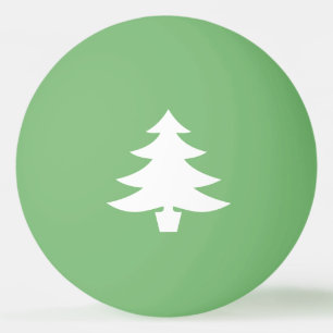 White Pine Tree Shape on Green Ping Pong Ball