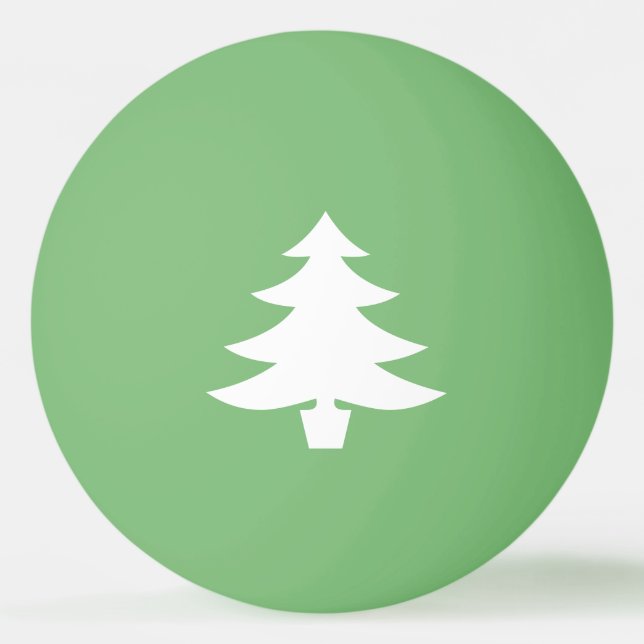 White Pine Tree Shape on Green Ping Pong Ball (Front)