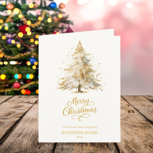White pine tree snow photo business Christmas Holiday Card