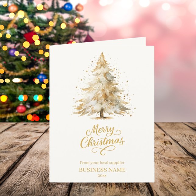 White pine tree snow photo business Christmas Holiday Card (Creator Uploaded)