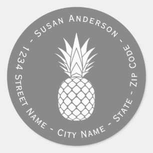 White Pineapple Tropical Return Address Label