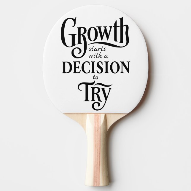 White Ping Pong Paddle – Growth Starts (Front)