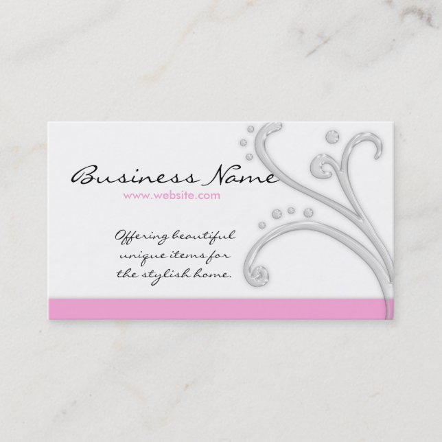 White & Pink Acrylic Design Business Cards (Front)