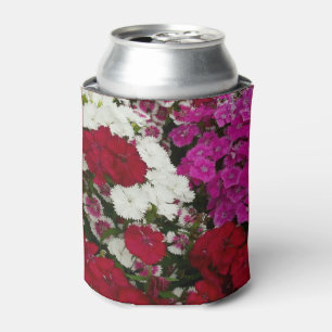 White, Pink and Red Dianthus Floral Can Cooler