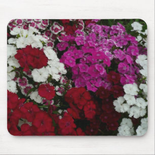 White, Pink and Red Dianthus Floral Mouse Mat