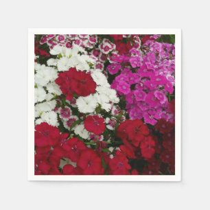 White, Pink and Red Dianthus Floral Napkin
