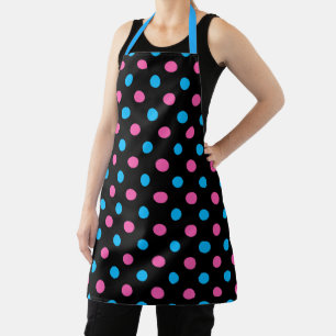 White Pink Blue Polka Dot Pattern Apron