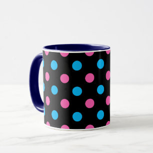 White Pink Blue Polka Dot Pattern Mug