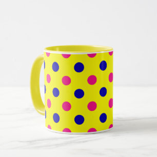White Pink Blue Polka Dot Pattern Mug