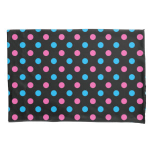 White Pink Blue Polka Dot Pattern Pillowcase