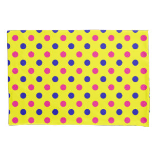 White Pink Blue Polka Dot Pattern Pillowcase