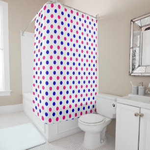 White Pink Blue Polka Dot Pattern Shower Curtain