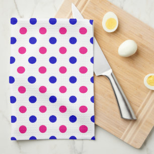 White Pink Blue Polka Dot Pattern Tea Towel