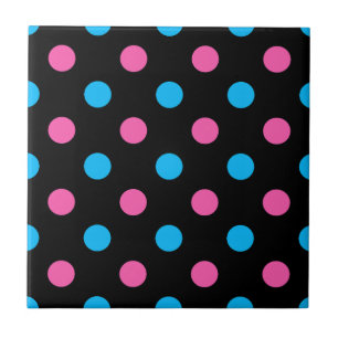 White Pink Blue Polka Dot Pattern Tile