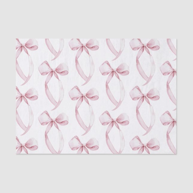 White Pink Bows Birthday Tissue Paper (Front)