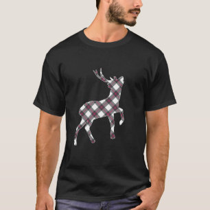 White Pink Buffalo Plaid Deer Reindeer Head Christ T-Shirt