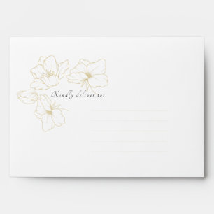 White & Pink Chic Gold Floral Wedding Envelope