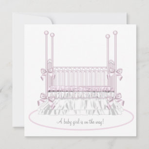 White Pink Crib Girl Baby Shower Invitation