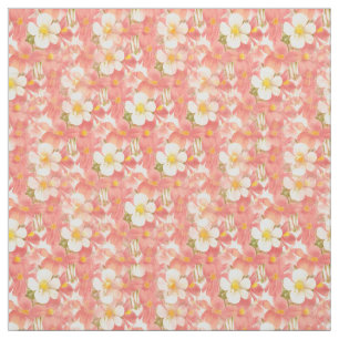 White & Pink Daisies Pattern Fabric