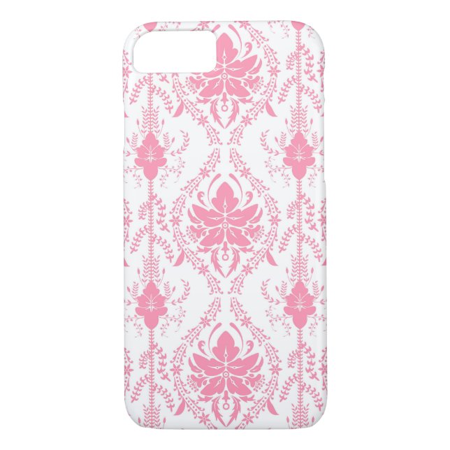 white pink damask pattern  Case-Mate iPhone case (Back)