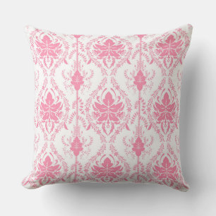 white pink damask pattern  cushion