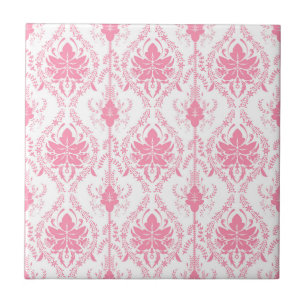 white pink damask pattern tile