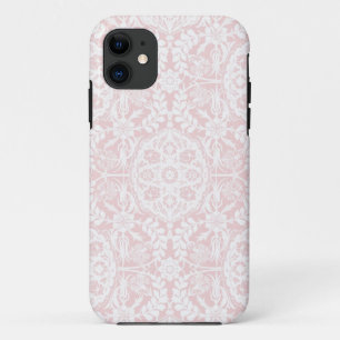 White & Pink Damask Vintage iPhone 11 Case