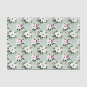 White Pink Elegant Christmas Poinsettias  Tissue Paper