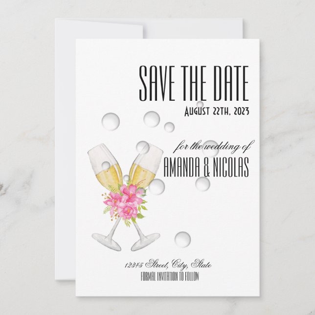 White pink elegant modern Save The Date Wedding  I Invitation (Front)