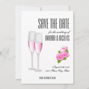 White pink elegant modern Save The Date Wedding  I Invitation