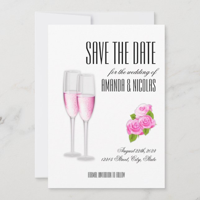 White pink elegant modern Save The Date Wedding  I Invitation (Front)