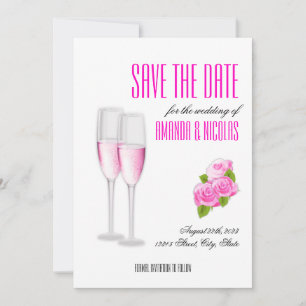 White pink elegant modern Save The Date Wedding Invitation