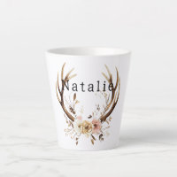 White Pink Floral Deer Antlers Personalised