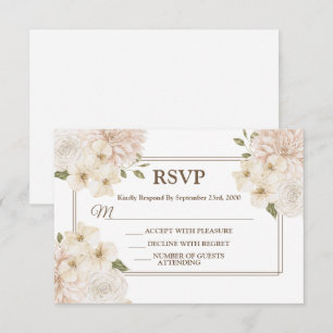 White Pink Floral Frame Modern Wedding Party RSVP Card