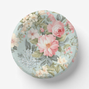 White Pink Floral Paper Bowl Paper Plate