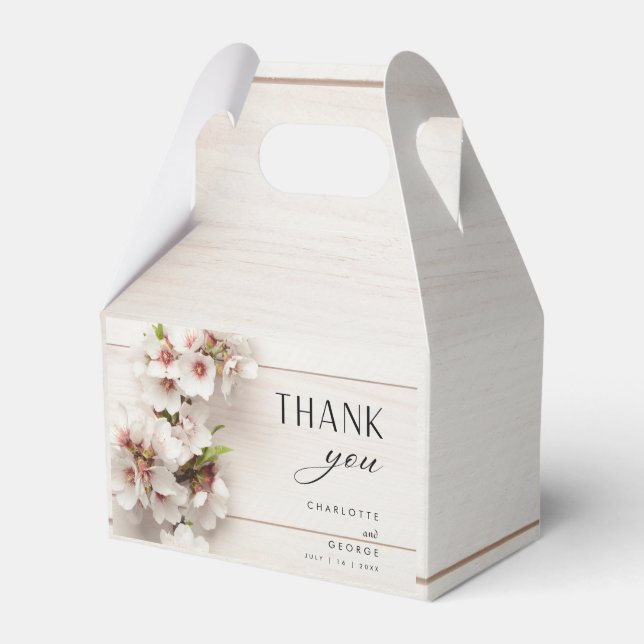 White Pink Floral | Wedding Favour Favour Box (Front Side)