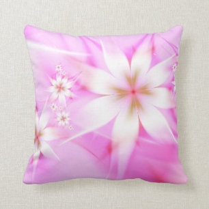 White Pink Flowers Abstract Floral Pretty Cushion