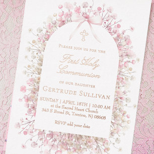 white pink flowers   First Holy Communion