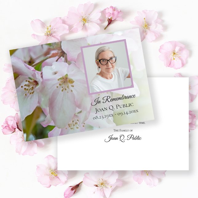 White Pink Flowers Funeral Memorial Sympathy Thank You Card (Creator Uploaded)