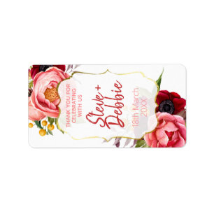 White Pink Flowers Wedding Favour Lip Balm Label
