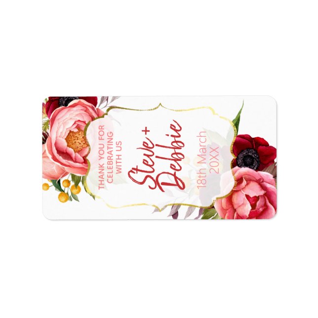 White Pink Flowers Wedding Favour Lip Balm Label (Front)