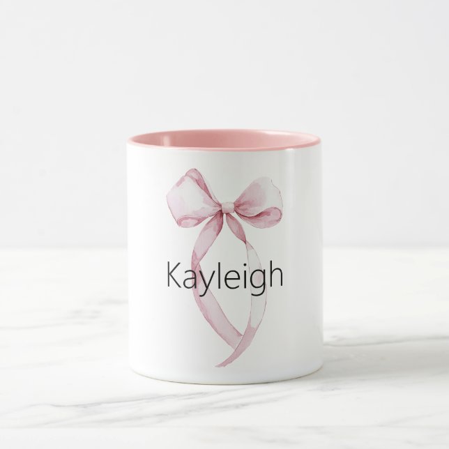 White Pink Girly Bow   Mug (Center)