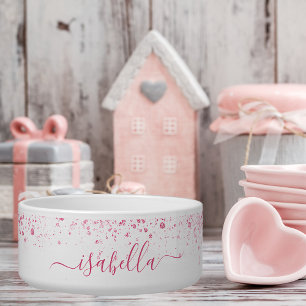 White pink glitter dust name script 