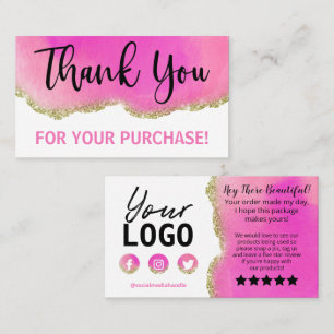 White Pink Gold Agate Thank You Insert